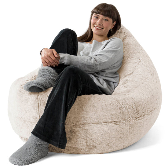 XL Pillow Beanbag - Faux Rabbit Fur Golden Brown 02