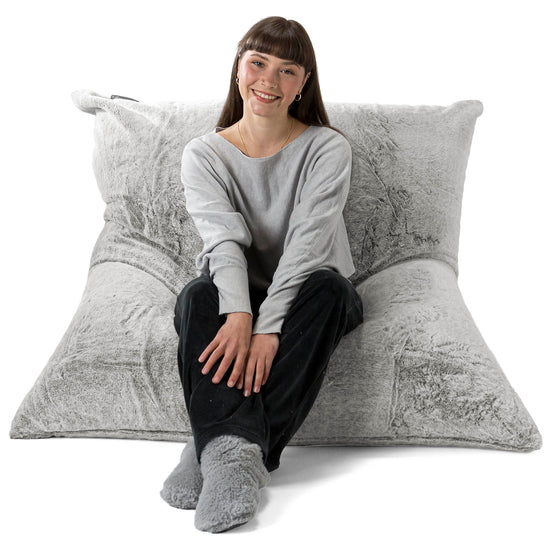 XL Pillow Beanbag - Faux Rabbit Fur Light Grey 01