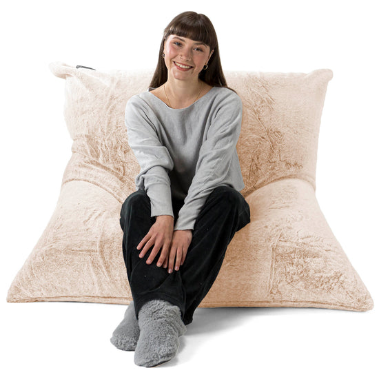 XL Pillow Beanbag - Faux Rabbit Fur White 01