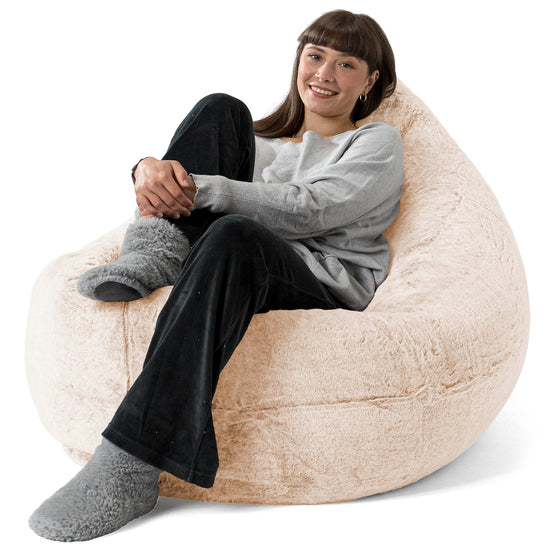 XL Pillow Beanbag - Faux Rabbit Fur White 02