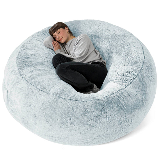 Mega Mammoth Bean Bag Sofa - Faux Rabbit Fur Dusty Blue 01
