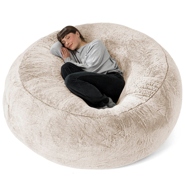 Mega Mammoth Bean Bag Sofa - Faux Rabbit Fur Golden Brown 01
