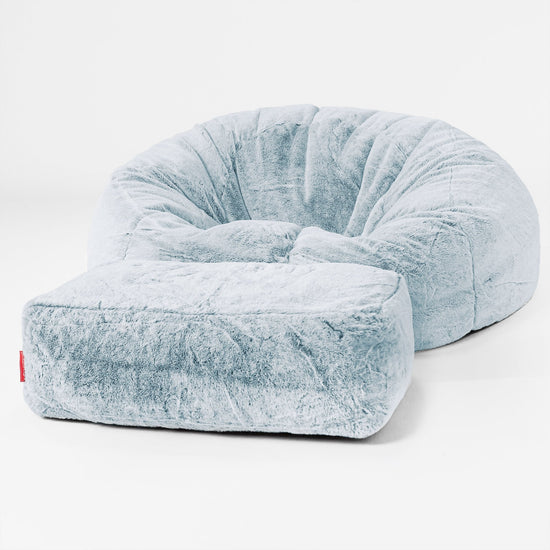 Classic Sofa Bean Bag - Faux Rabbit Fur Dusty Blue 02