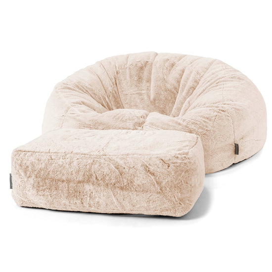 Classic Sofa Bean Bag - Faux Rabbit Fur White 02