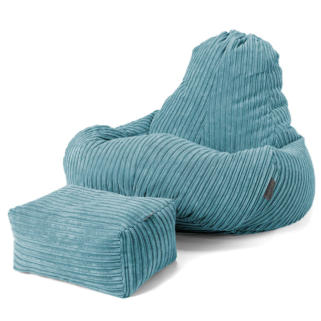 Ultra Lux Gaming Bean Bag Chair - Cord Aegean Blue 02