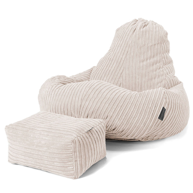 Ultra Lux Gaming Bean Bag Chair - Cord Ivory 02
