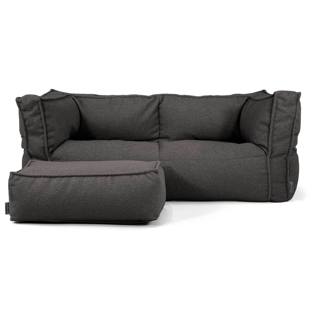 The 2 Seater Albert Sofa Bean Bag - Boucle Graphite Grey 02