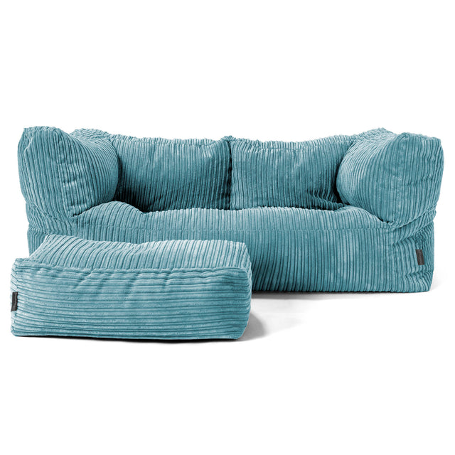 The 2 Seater Albert Sofa Bean Bag - Cord Aegean Blue 02
