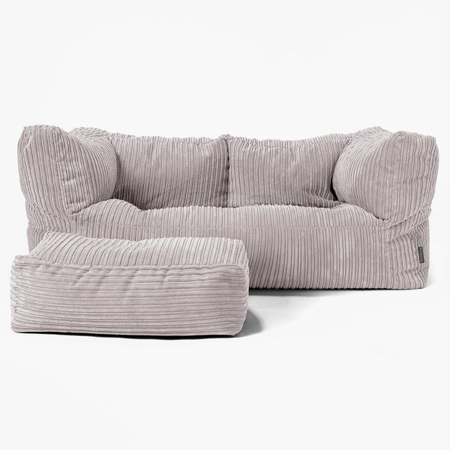 The 2 Seater Albert Sofa Bean Bag - Cord Aluminium Silver 02