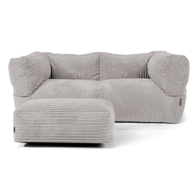 The 2 Seater Albert Sofa Bean Bag - Cord Aluminium Silver 02