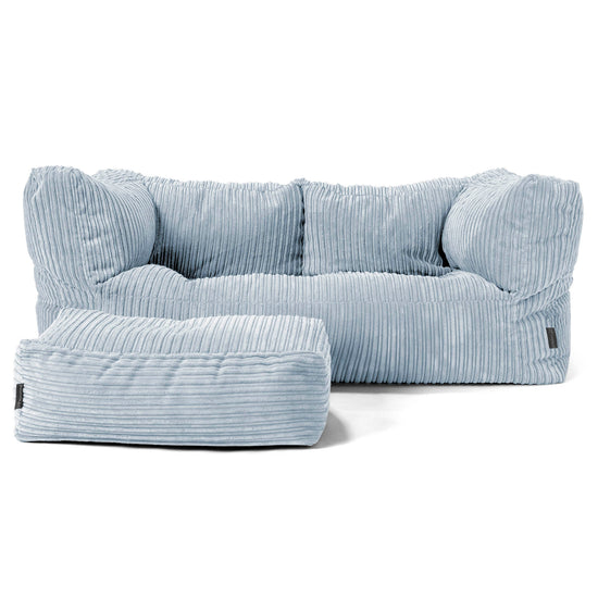 The 2 Seater Albert Sofa Bean Bag - Cord Baby Blue 02