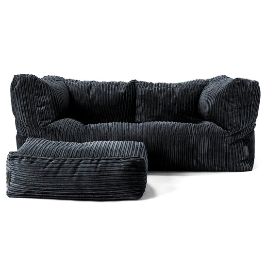 The 2 Seater Albert Sofa Bean Bag - Cord Black 02