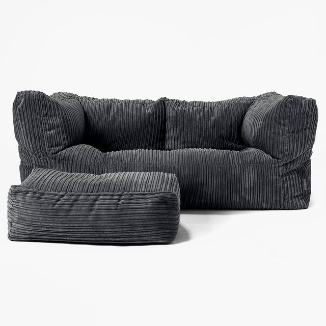 The 2 Seater Albert Sofa Bean Bag - Cord Black 02
