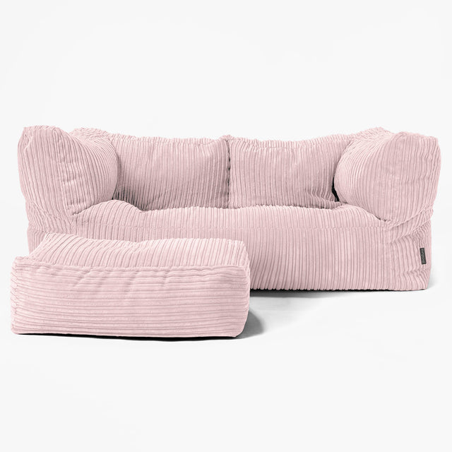 The 2 Seater Albert Sofa Bean Bag - Cord Blush Pink 02