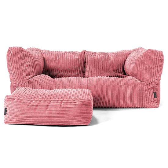 The 2 Seater Albert Sofa Bean Bag - Cord Coral Pink 02