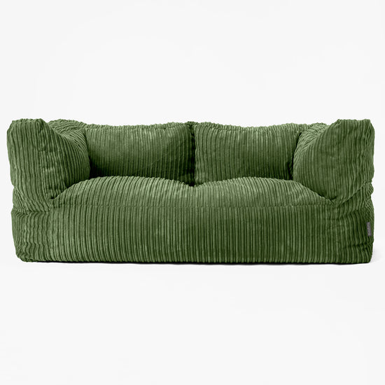 The 2 Seater Albert Sofa Bean Bag - Cord Forest Green 01