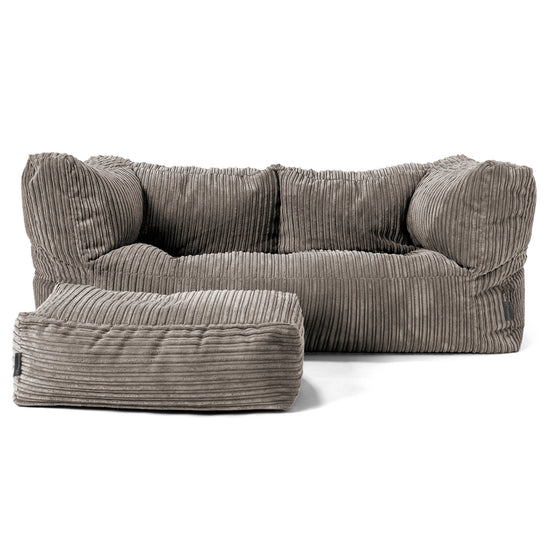 The 2 Seater Albert Sofa Bean Bag - Cord Graphite Grey 02