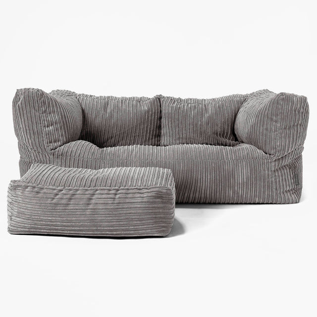 The 2 Seater Albert Sofa Bean Bag - Cord Graphite Grey 02