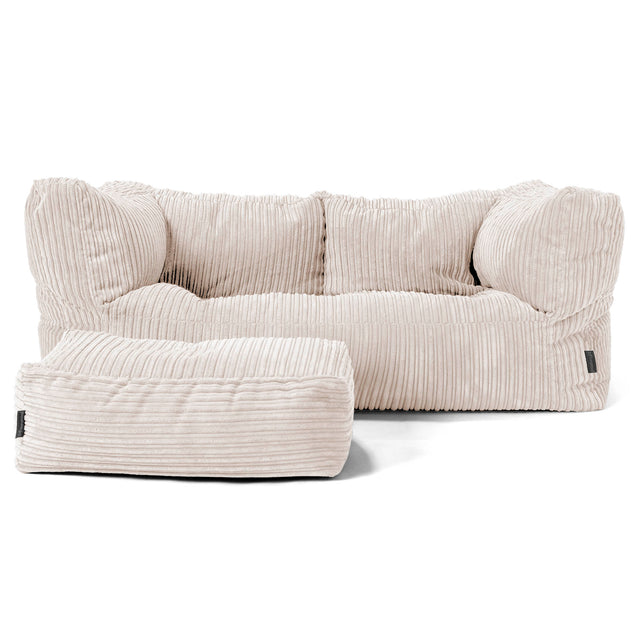 The 2 Seater Albert Sofa Bean Bag - Cord Ivory 02