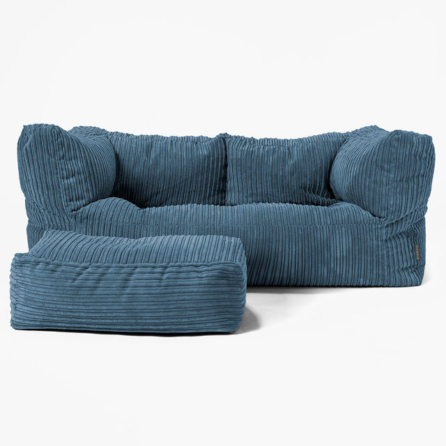 The 2 Seater Albert Sofa Bean Bag - Cord Navy Blue 02