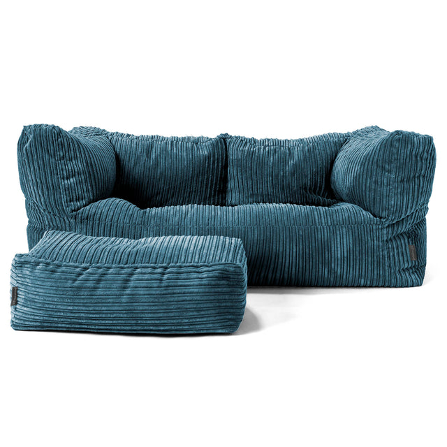 The 2 Seater Albert Sofa Bean Bag - Cord Navy Blue 02