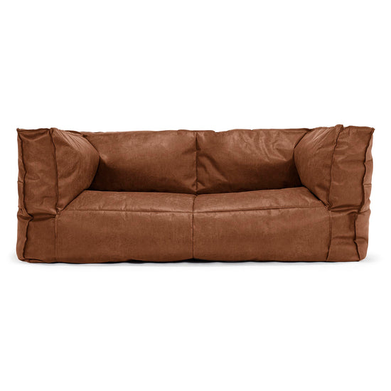 The 2 Seater Albert Sofa Bean Bag - Distressed Leather British Tan 01