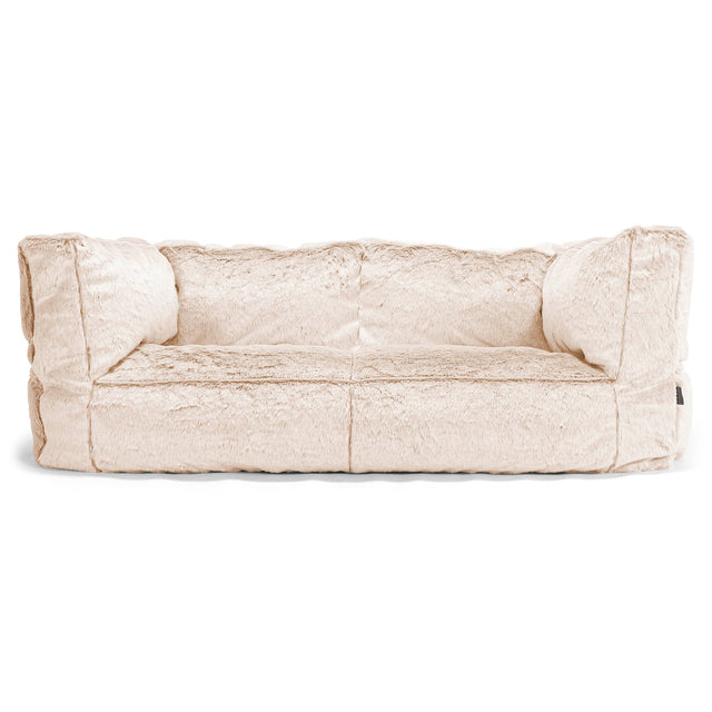 The 2 Seater Albert Sofa Bean Bag - Faux Rabbit Fur White 01