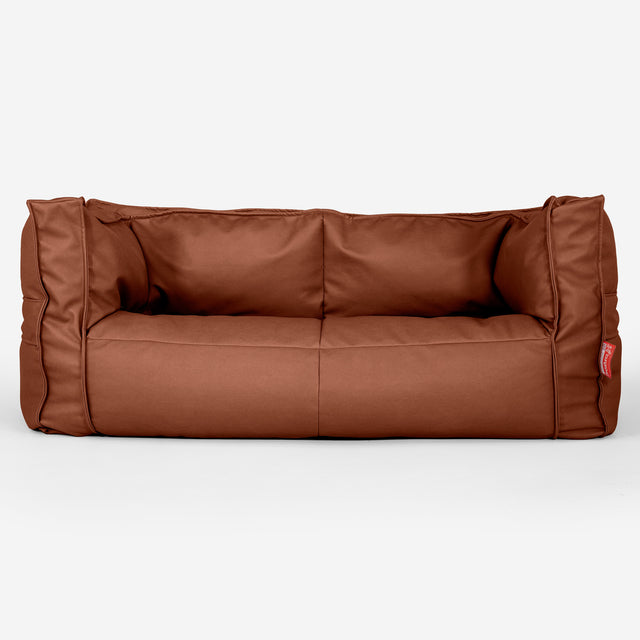 The 2 Seater Albert Sofa Bean Bag - Vegan Leather Chestnut 01