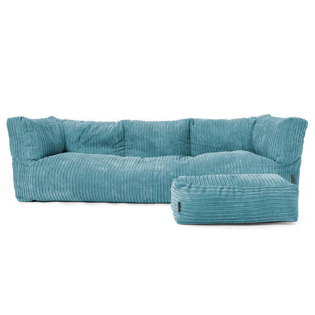 The 3 Seater Albert Sofa Bean Bag - Cord Aegean Blue 02