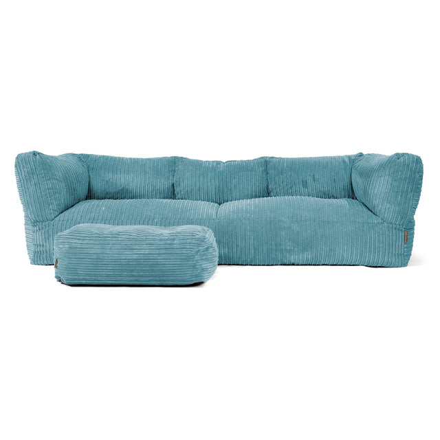 The 3 Seater Albert Sofa Bean Bag - Cord Aegean Blue 02