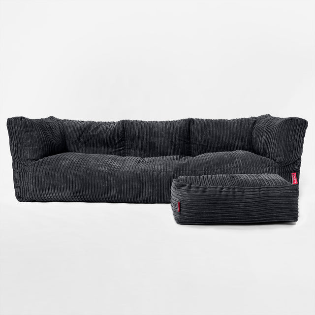 The 3 Seater Albert Sofa Bean Bag - Cord Black 02