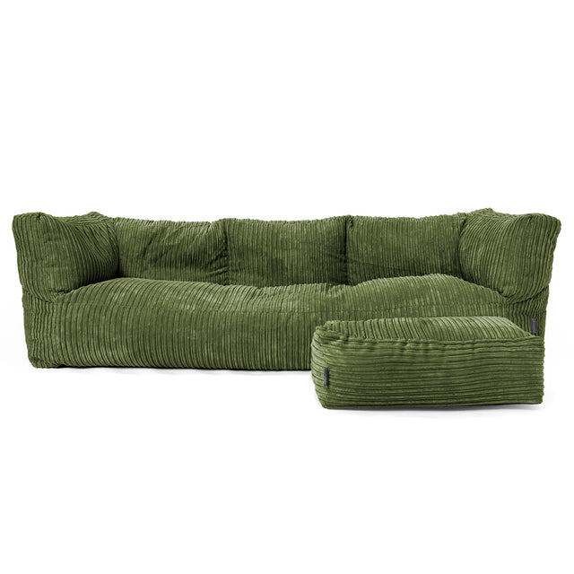 The 3 Seater Albert Sofa Bean Bag - Cord Forest Green 02
