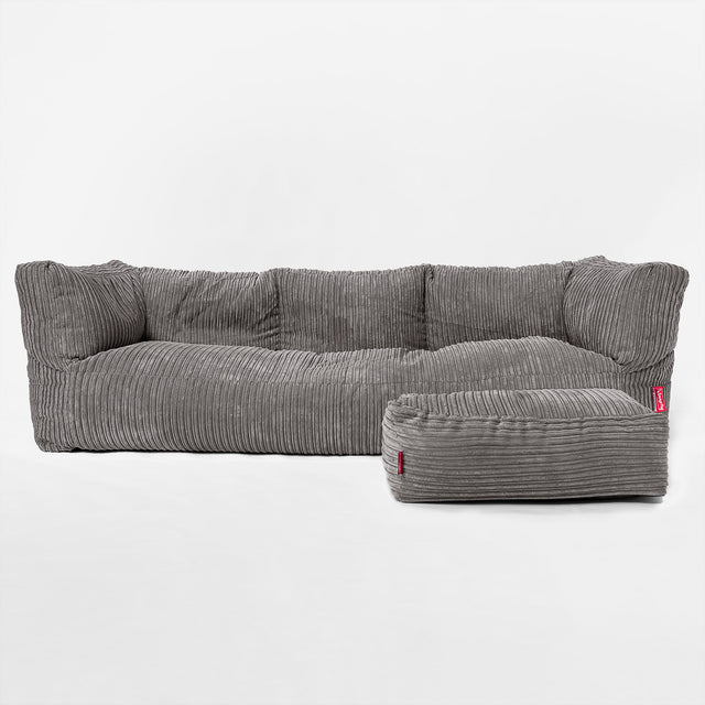 The 3 Seater Albert Sofa Bean Bag - Cord Graphite Grey 02