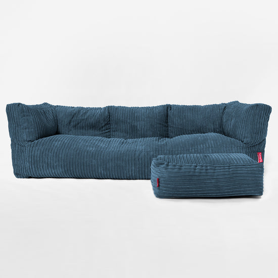 The 3 Seater Albert Sofa Bean Bag - Cord Navy Blue 02