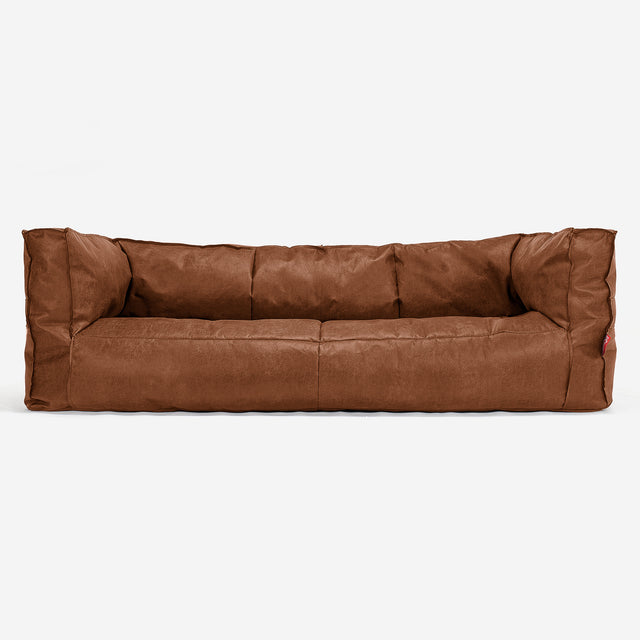 The 3 Seater Albert Sofa Bean Bag - Distressed Leather British Tan 01