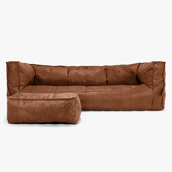 The 3 Seater Albert Sofa Bean Bag - Distressed Leather British Tan 02