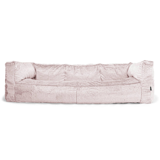 The 3 Seater Albert Sofa Bean Bag - Faux Rabbit Fur Dusty Pink 01