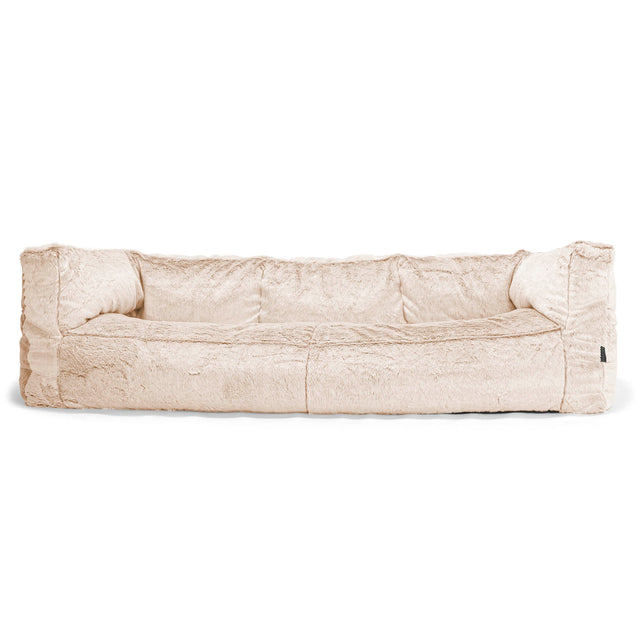 The 3 Seater Albert Sofa Bean Bag - Faux Rabbit Fur White 01
