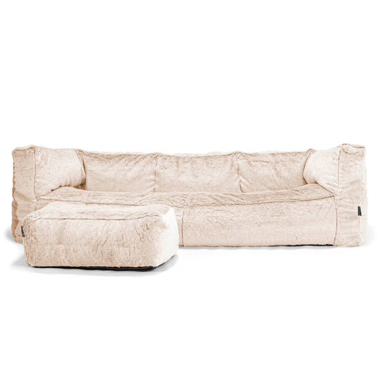 The 3 Seater Albert Sofa Bean Bag - Faux Rabbit Fur White 02