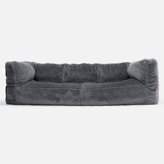 The 3 Seater Albert Sofa Bean Bag - Teddy Faux Fur Dark Grey 01