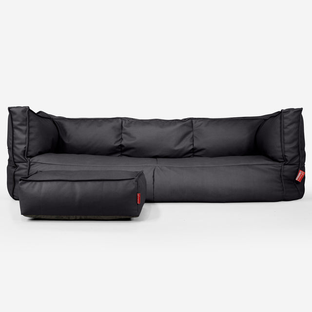 The 3 Seater Albert Sofa Bean Bag - Vegan Leather Black 02
