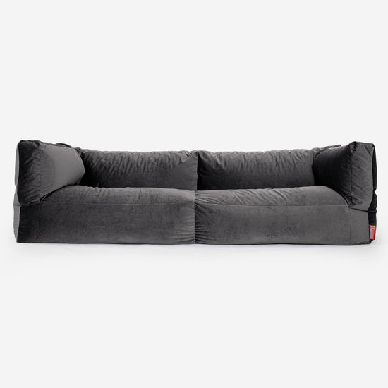 The 3 Seater Albert Sofa Bean Bag - Velvet Graphite Grey 01