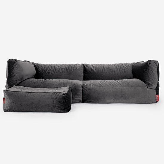 The 3 Seater Albert Sofa Bean Bag - Velvet Graphite Grey 02