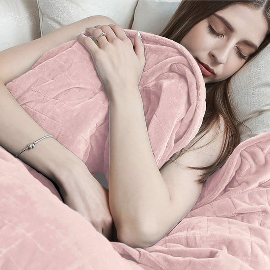 Weighted Blanket for Adults - Flannel Fleece Pale Pink 05