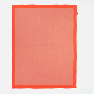 Throw / Blanket - 100% Cotton Herringbone Coral Pink 03