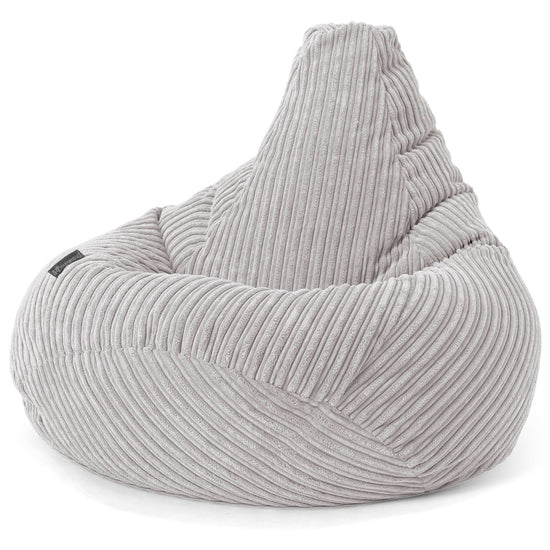 Highback Bean Bag Chair - Cord Aluminium Silver 02