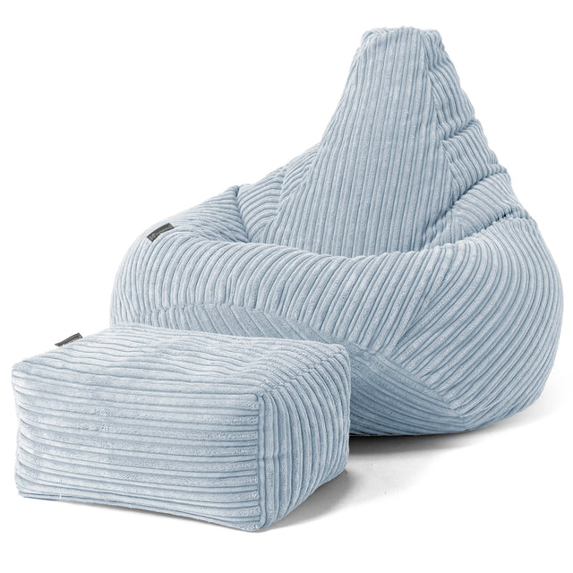 Highback Bean Bag Chair - Cord Baby Blue 01