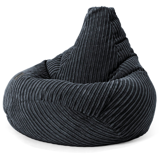 Highback Bean Bag Chair - Cord Black 02