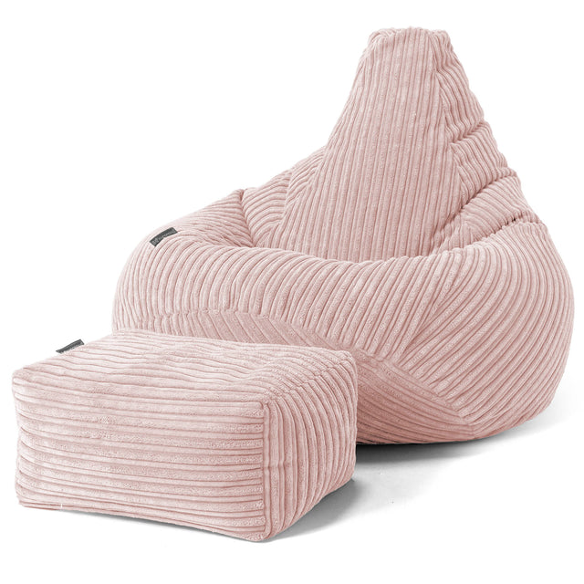 Highback Bean Bag Chair - Cord Blush Pink 01
