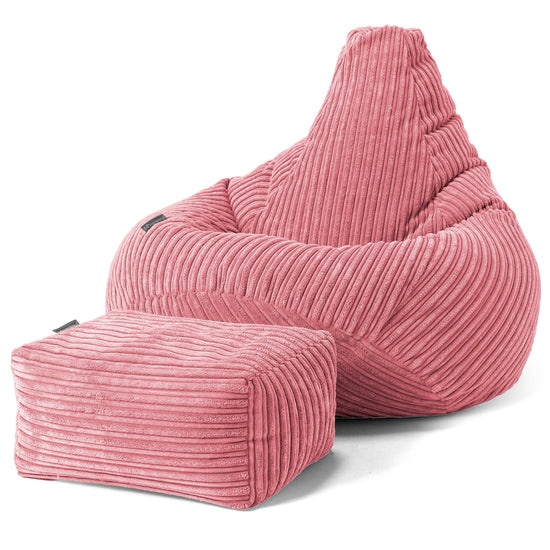 Highback Bean Bag Chair - Cord Coral Pink 01